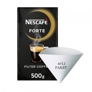 Nescafe Forte Filtre Kahve 500 Gr Alana Filtre Kahve Kağıdı 40'Lı Paket Hediye