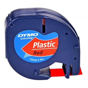 Dymo Letratag Plastik Etiket 12 mm x 4 m Kırmızı